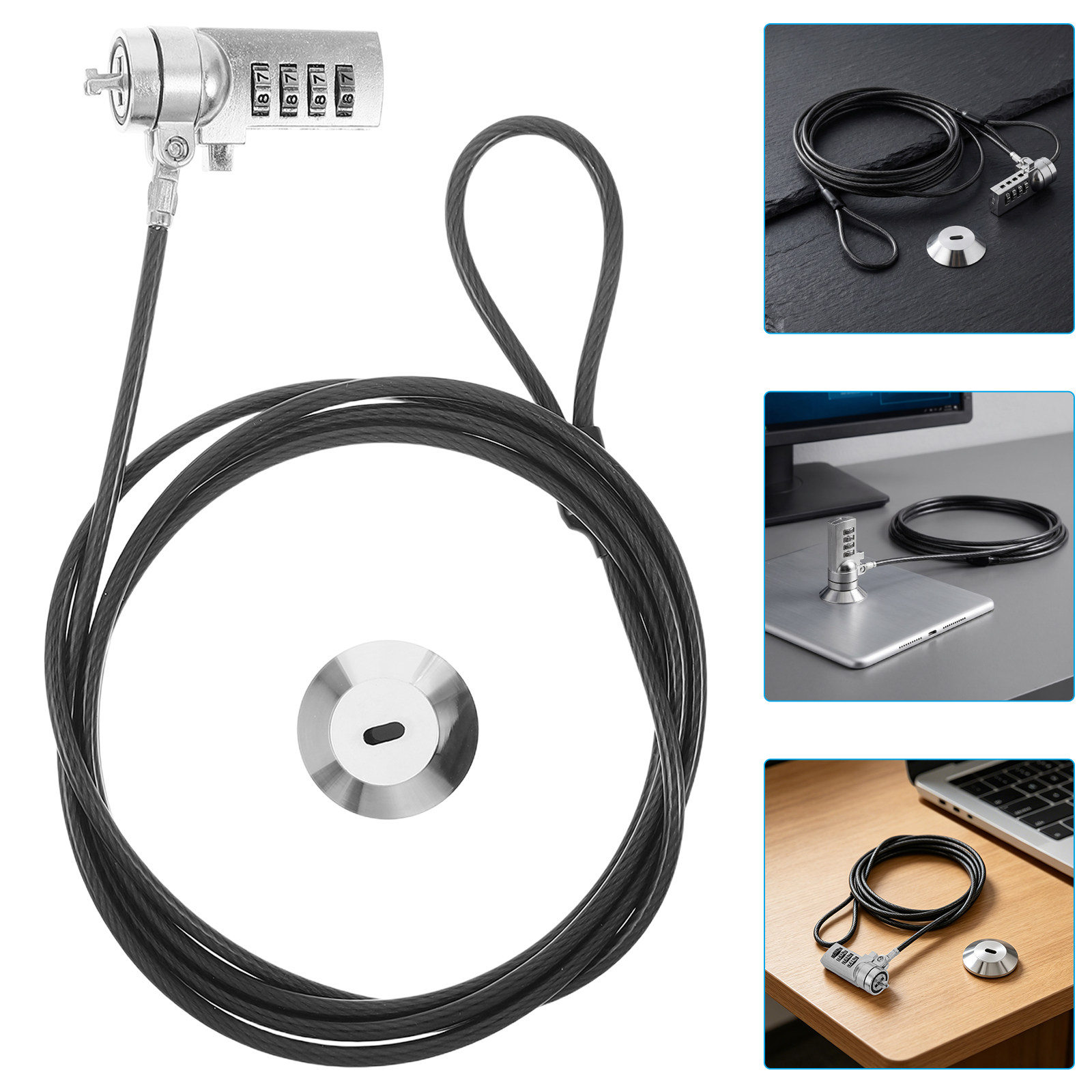 Laptop Lock Cable - 1Set Laptop Combination Lock 6Ft Steel